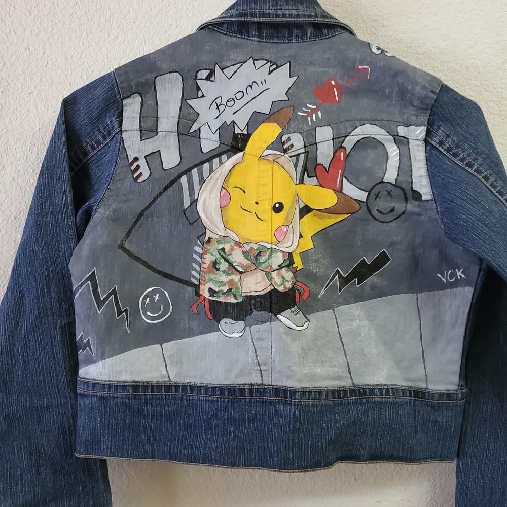 Pikachu Hand Painted Denim Jacket